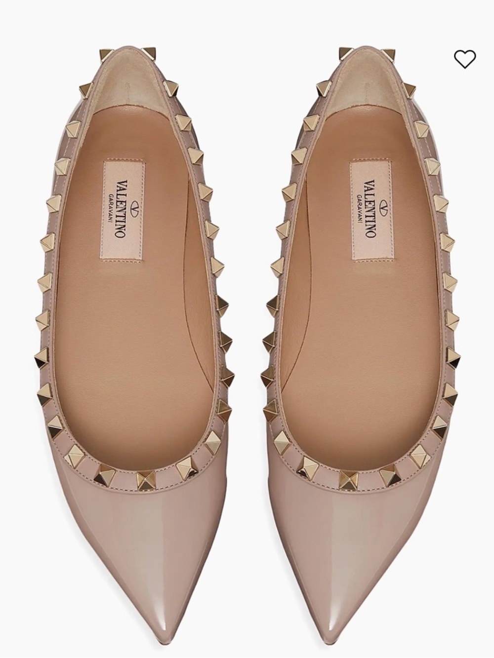 Valentino Beige/Tan Rockstud Pointed Leather Flats